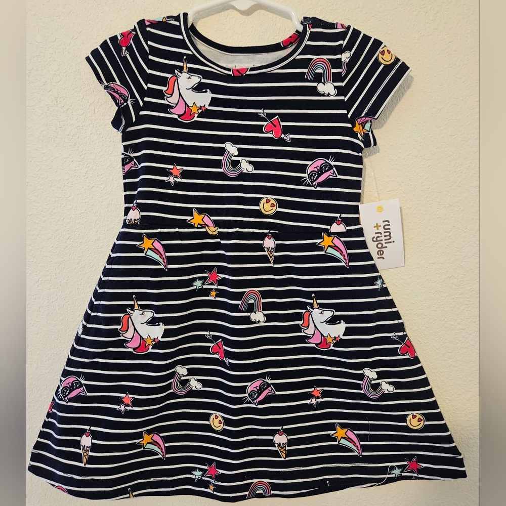 🎀 $8 Rumi + Ryder Navy/White Stripped Dress with Pockets